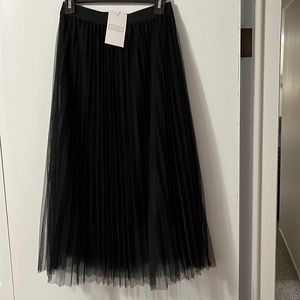 Black pleated skirt.  Elastic waist band.